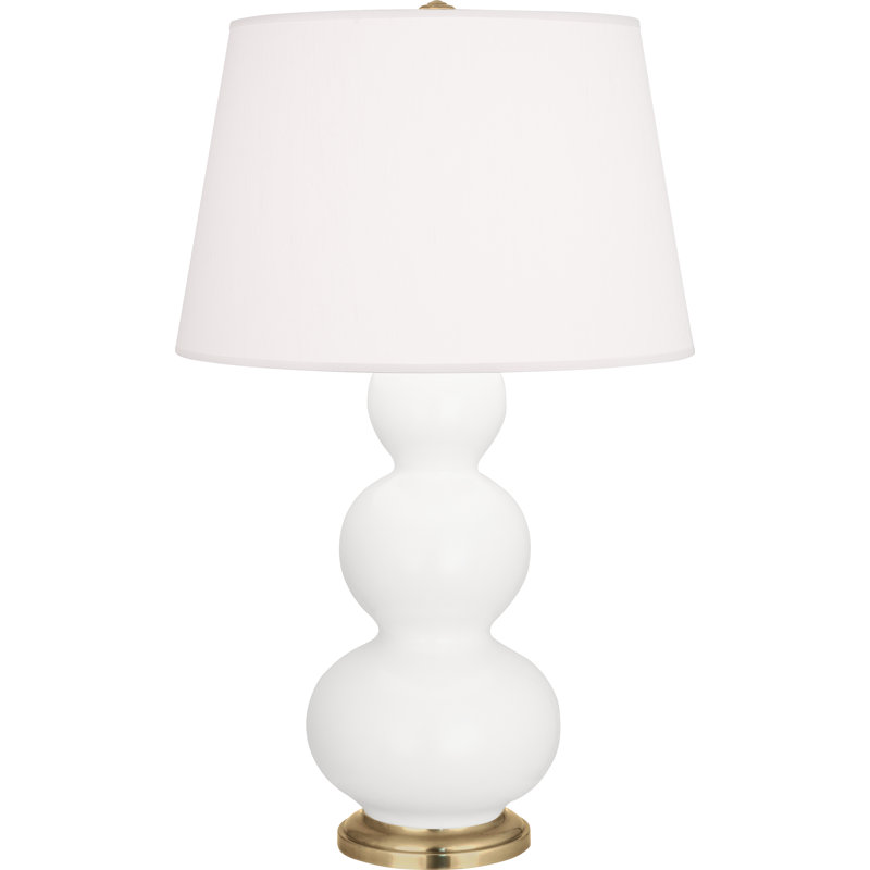 Lampe de table triple gourde, Lis mat, Laiton antique