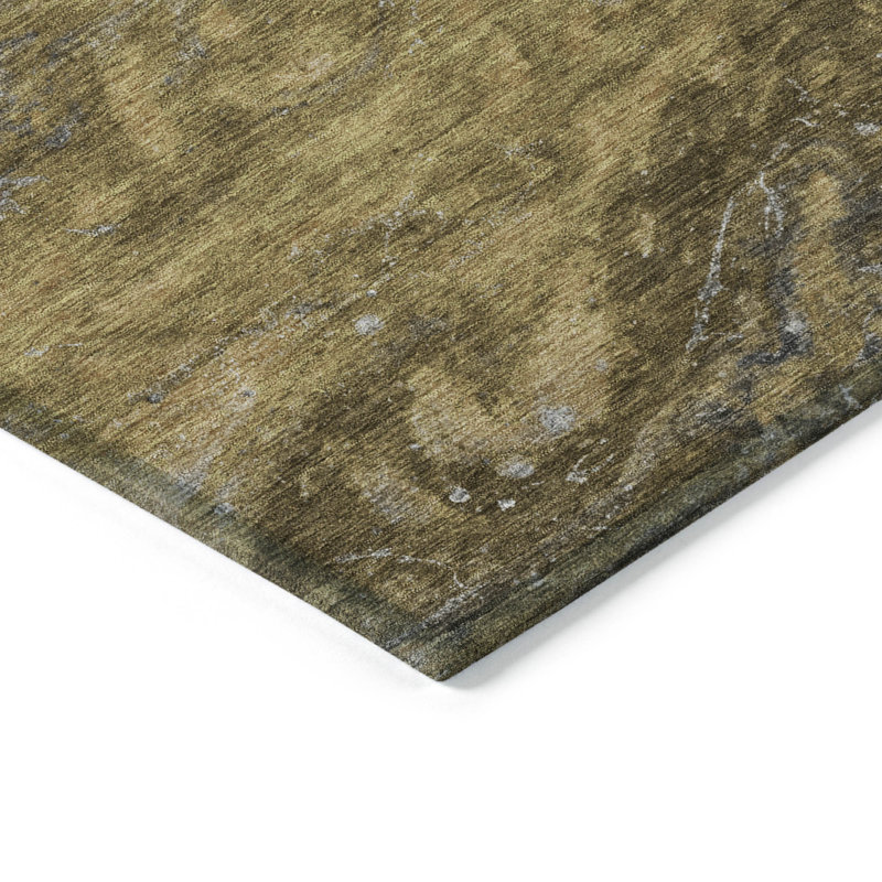 Tapis extérieur lavable abstrait taupe et chocolat 9 pi x 12 pi brun