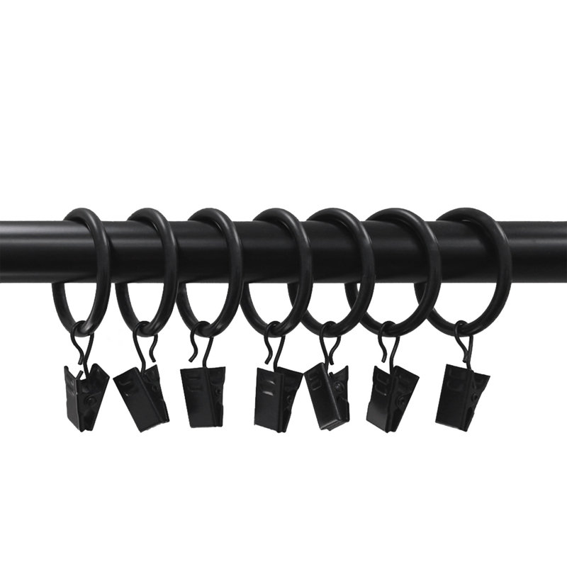 Fraida Curtain Rings, Matte Black, 2.6" x 1.6" x 0.4"