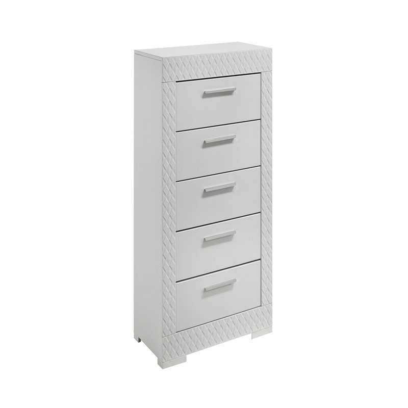 Commode 5 tiroirs de style moderne en bois blanc