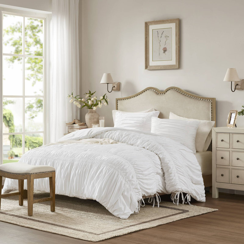 Ensemble d'édredon en microfibre Ria Mia, Blanc, Édredon pour lit simple + 1 taie décorative stan