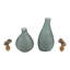 Ensemble de 2 vases décoratifs modernes en verre en forme de larme pour la décoration intérieure - Vases hauts contemporains pour la mise en valeur de la table - Lot de 2, 35,5 cm et 28 cm, vert et argent