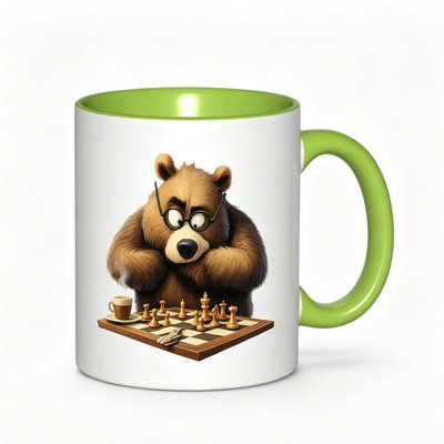 A Single Ceramic Coffee Mug Featuring a Unique Chess Illustration Logo, Perfect for Enjoying Tea, Milk, Or Water.
