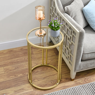 Maribeth Glass Top Frame End Table