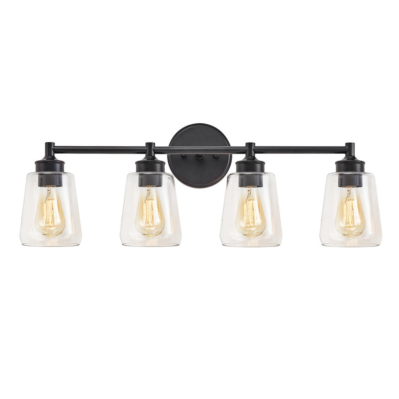 Medaim Dimmable Metal and Glass Vanity Light, 4 Lights, Black