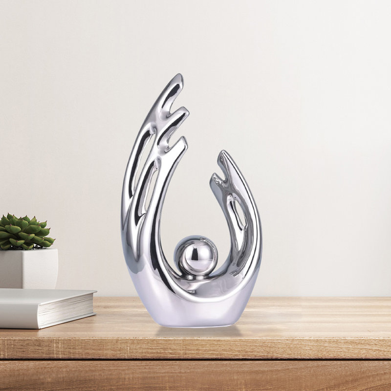 Décoration de statue en céramique (1pc) - Ornement de bureau élégant pour chambre à coucher, bureau ou bureau, Argent argent