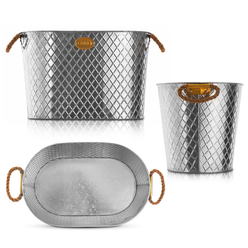 Metal Ice Bucket with Rope Handle