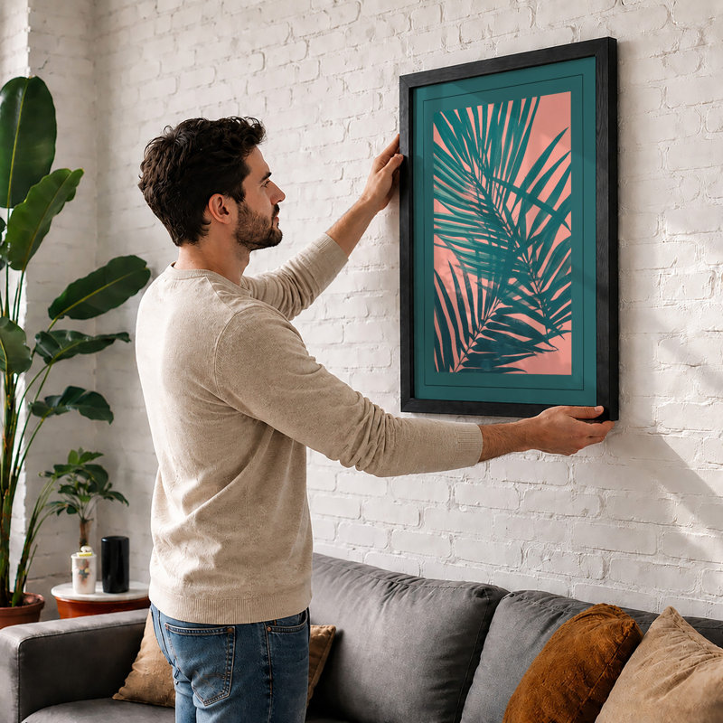 Palms Tropical - Framed Print, A1 - 84.1 x 59.4 cm, White