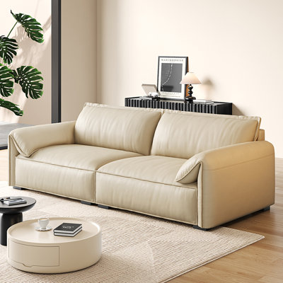 Canapé modulaire en cuir véritable beige