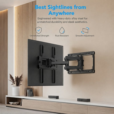 Full Motion TV Wall Mount for Most 32-65 inch TVs up to 99 lbs, TV Mount with Dual Articulating Arms Tilt Swivel Extension Leveling, Max VESA 400x400mm
