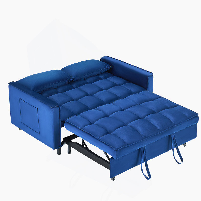Exquis canapé-lit avec poches et conversion trois-en-un, offrant élégance et commodité pour des espaces de vie confortables.
