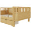 Lit plateforme simple en bois de pin massif avec rails de sécurité et tiroirs de rangement de la collection Juniper l 42,5 po x P 78,7 po x H 27,2 po