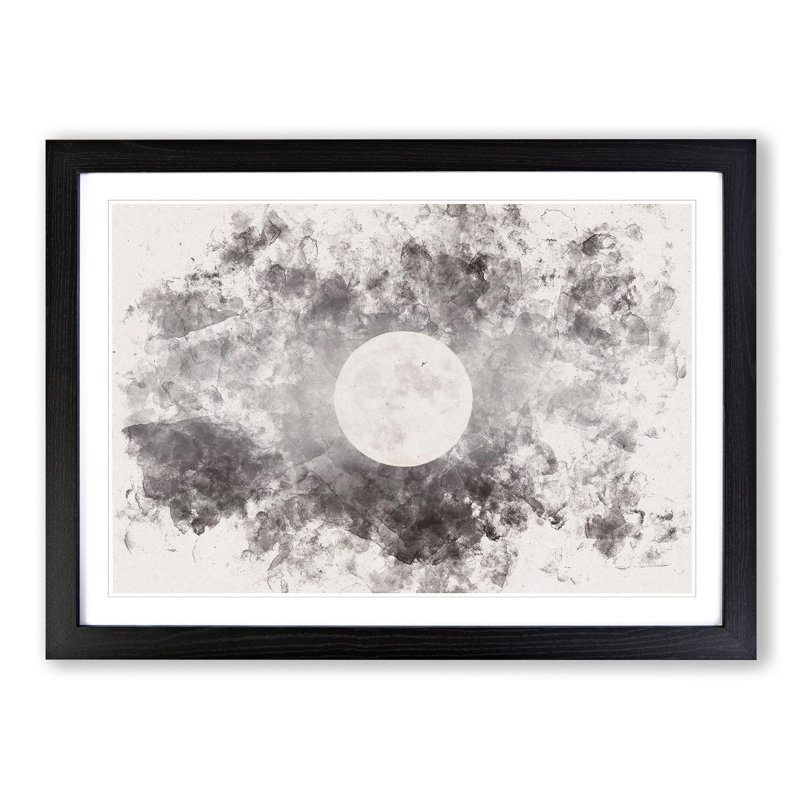Full Moon at Dusk - Picture Frame Painting Print, Black Framed, 62cm H x 87cm W x 2cm D