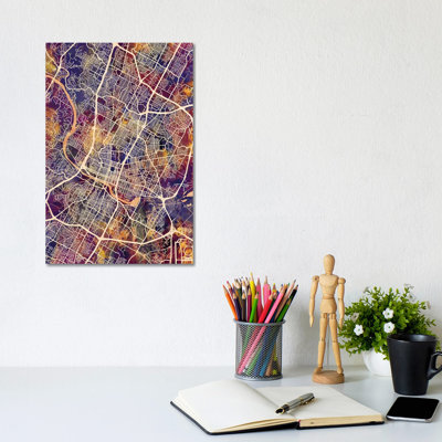 Austin Texas City Map II by Michael Tompsett - Wrapped Canvas Gallery-Wrapped Canvas Giclée