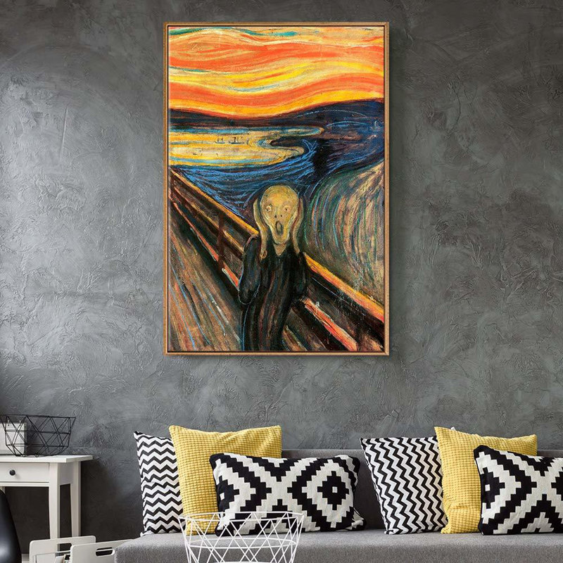 Natural Wood Framed Canvas Print of Edvard Munch's The Scream