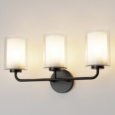 Luminaire moderne à 3 lumières avec abat-jour en verre Bauman