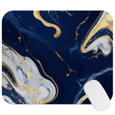 Abstract Blue & Gold Symphony XI Modern Gaming Cute Office Laptop Desk Pad Gift Mat Square Rectangle Non-Slip Mousepad