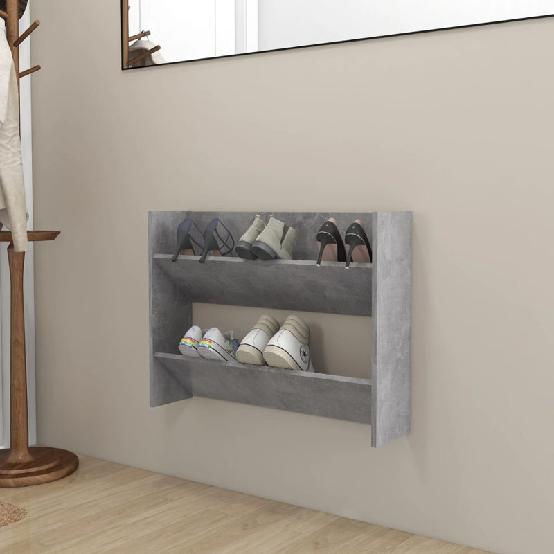6 Pair Shoe Rack, Concrete Grey