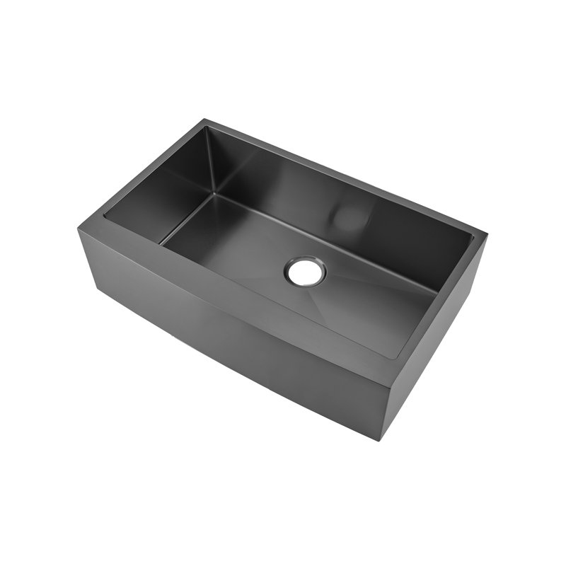 Rivage 33 x 21 Stainless Steel, Single Basin, Farmhouse Kitchen Sink with Apron, Black