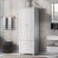 Grande armoire de rangement avec deux tiroirs pour salle de bain / bureau, blanc