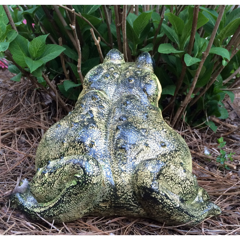 Large Realistic Yellow and Black Resin Bullfrog Garden Statue