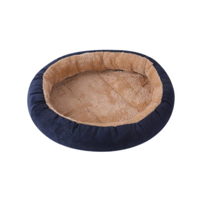 Oval Warm Pet Bed 19.7x15.7in Plush Non-Stick Hair Cushion For Cats Dogs, Blue