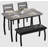 Dining Table Set for 4, Sturdy Wooden Kitchen Table with Chamfer Design and Metal legs, Upholstered Bench-1216015253