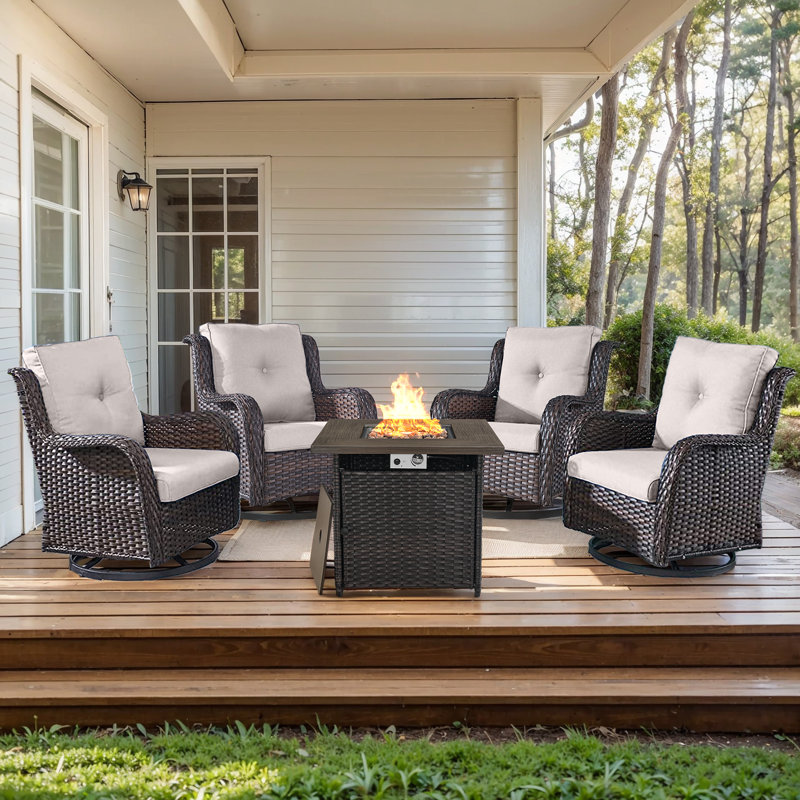 Carolina 4 - Person Outdoor Seating Group With Fire Pit, Beige