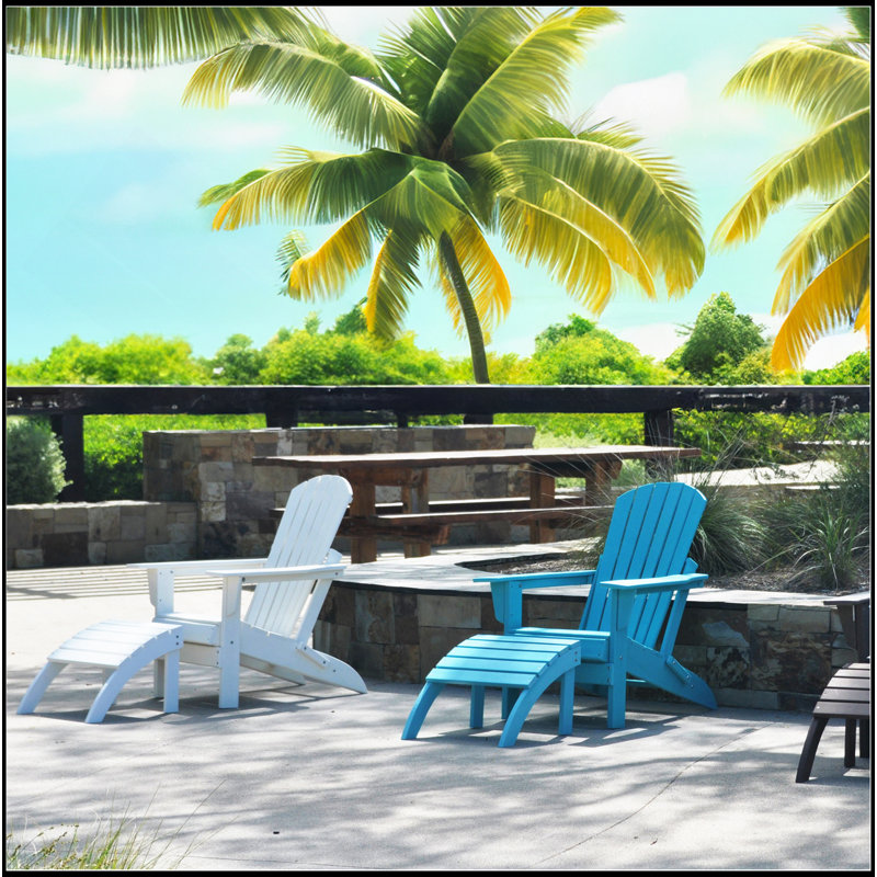 Repose-pieds Adirondack, conception ultra durable et résistante aux intempéries, aspect bois véritable, bleu