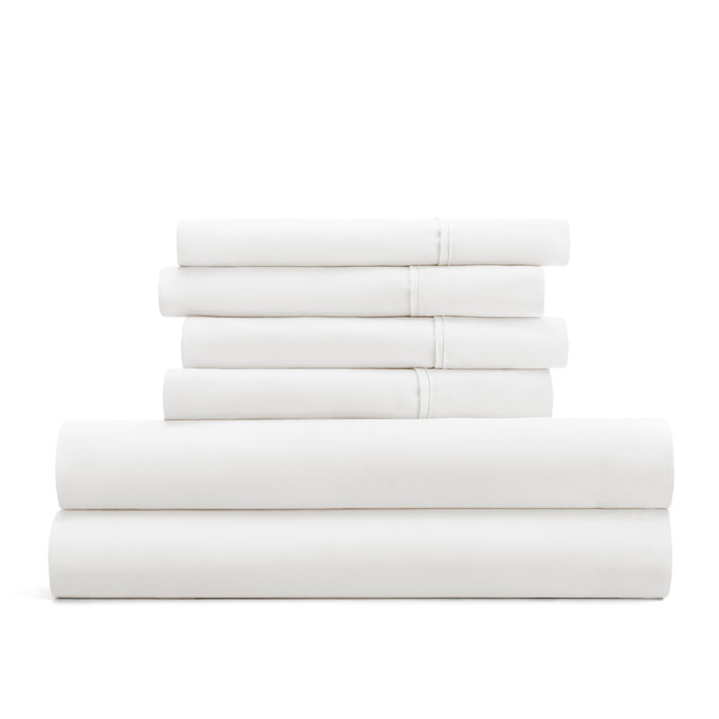 Ultra Soft Double-Brushed Microfiber Sheet Set,  Queen Sheet Set + 4 Pillowcases, White