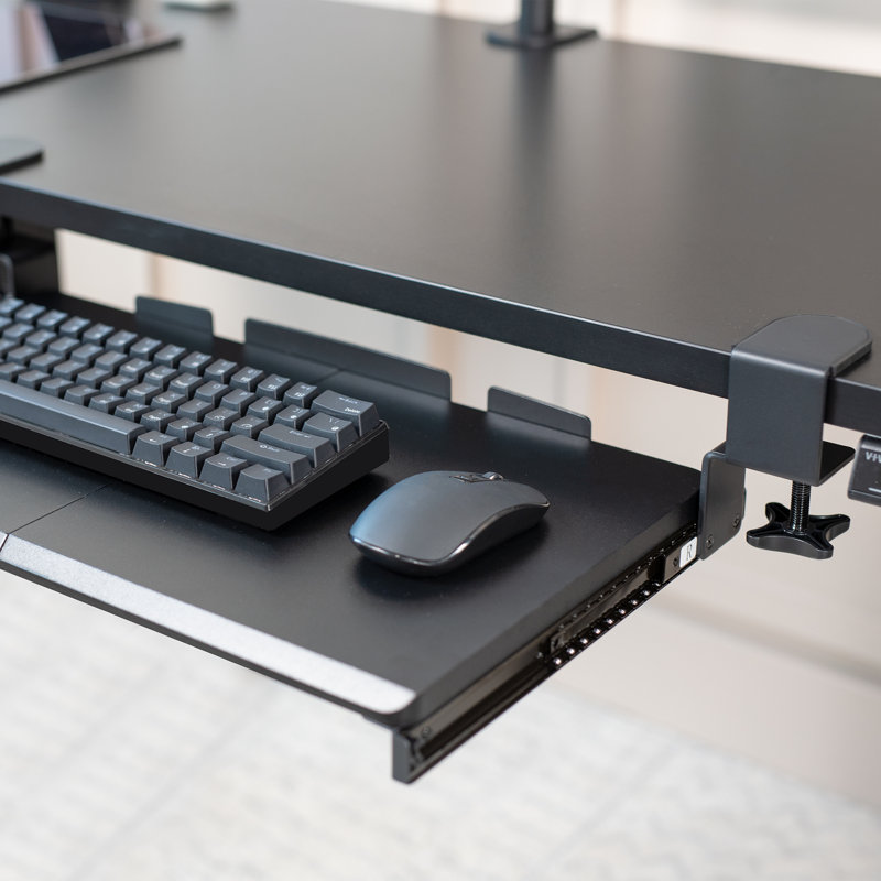 Plateforme de clavier de bureau, Noir, H 1,5 po x l 26 po x P 11 po