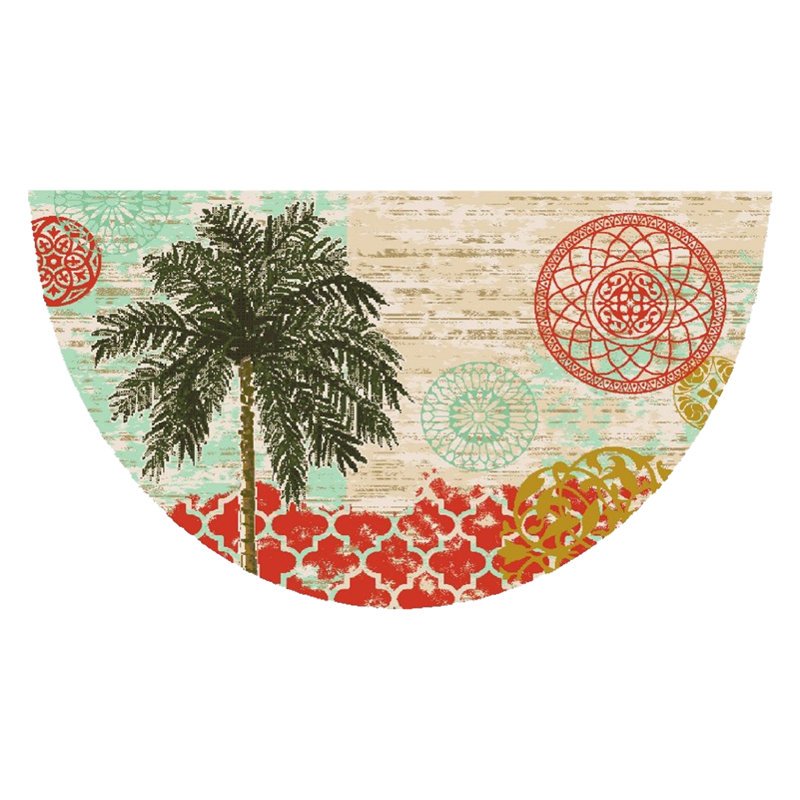 Tapis de cuisine Elspeth Seaside Palm Panache, Demi-cercle 1 pi 7 po x 2 pi 7 po