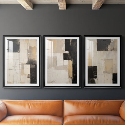 ABSTRACT Series CDXCIII  -Custom Framed  Premium Print W Matt - 3 Pieces