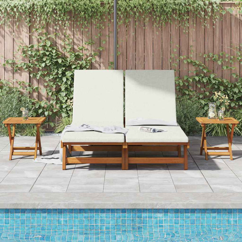 63cm Long Acacia Double Chaise, Cream White