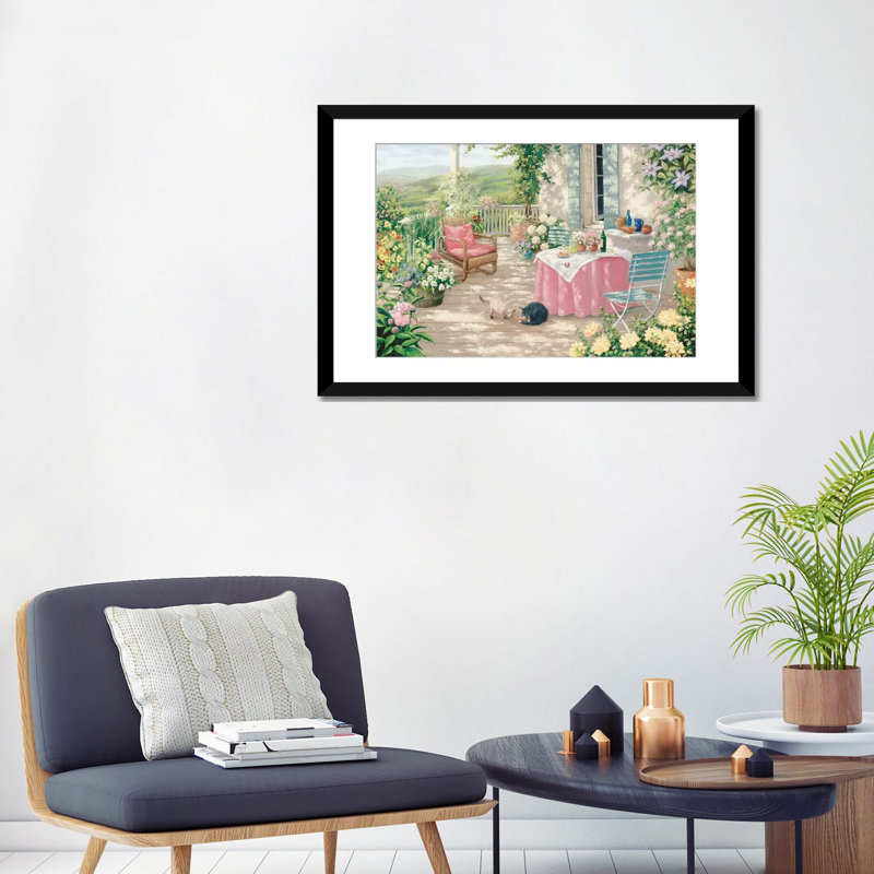 «Brunch», reproduction sur toile, Papier d'art encadré noir, H 24 po x l 32 po x P 1 po, Blanc