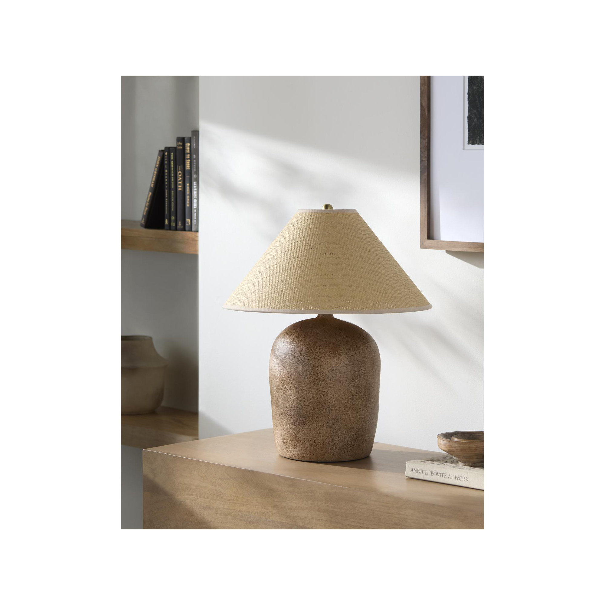 Danica Table Lamp, Distressed Brown, Rattan Empire