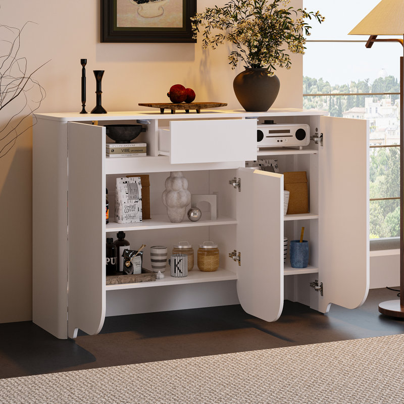 47.2'' W Elegant Sideboard With Drawer And Curved Shape Doors