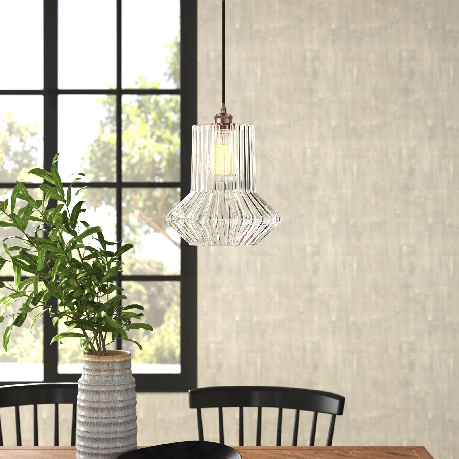 Montrose Single Light Glass Dimmable Pendant, Antique Copper, Incandescent