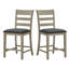 Ensemble de 2 chaises de salle à manger à hauteur de comptoir Koki, bois gris, siège en tissu noir
