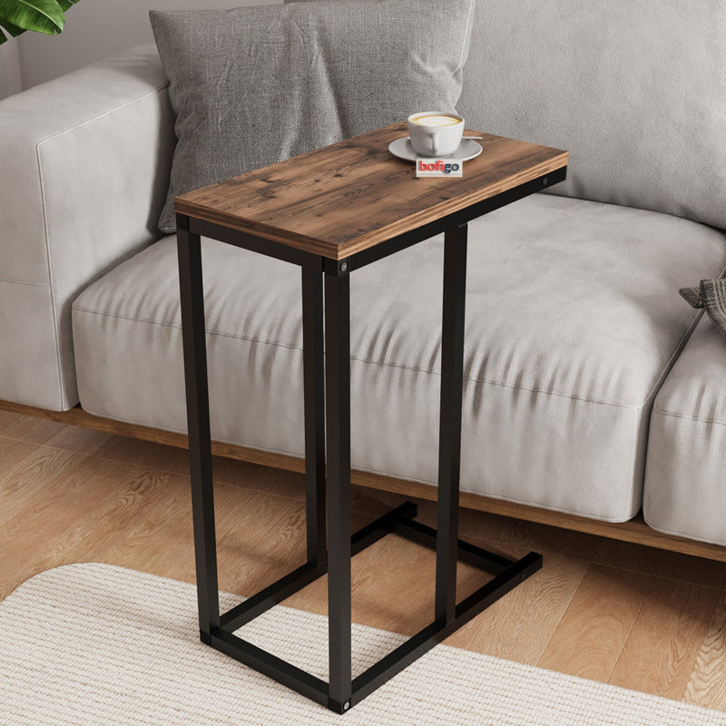 Ajamu Solid Wood C Table End Table, Burnt Oak