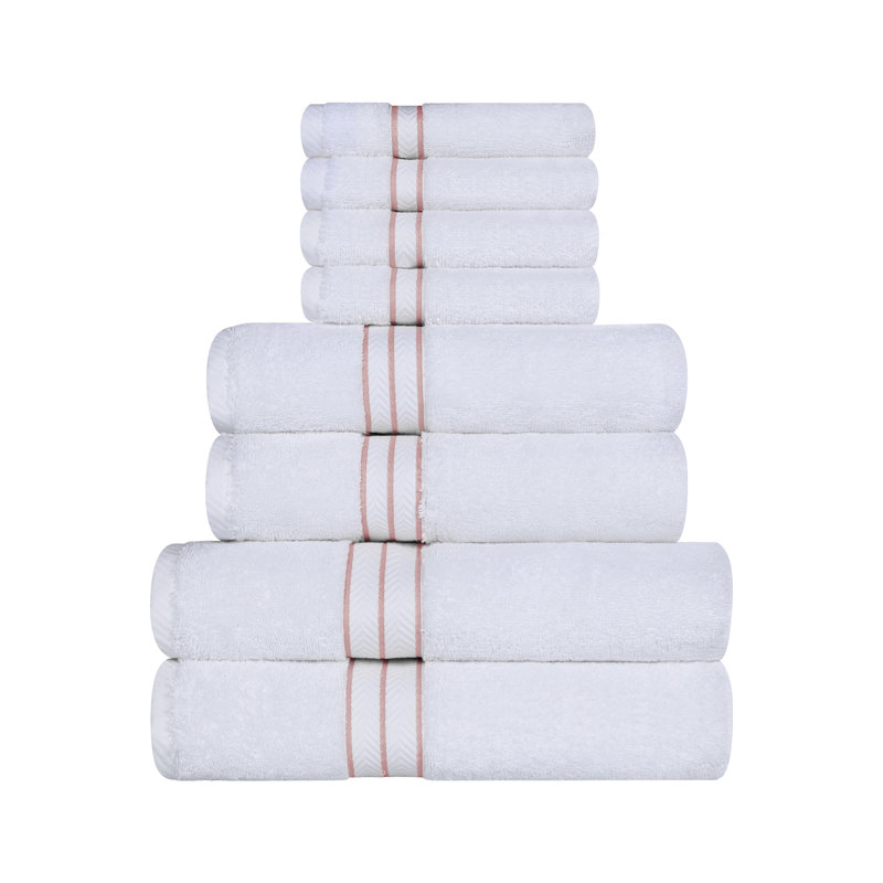Hotel Turkish Cotton 8-Piece Towel Set, Ultra-Plush & Luxury Weight, Tea Rose
