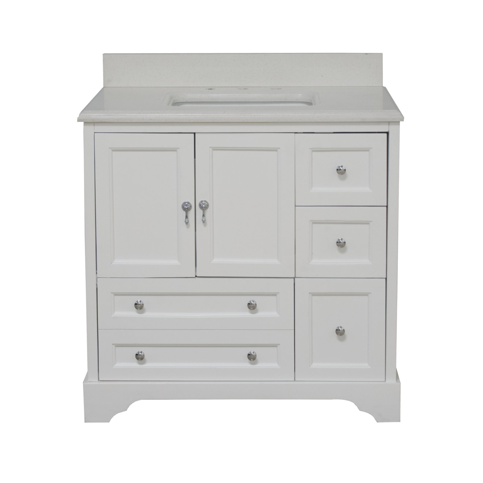 Tilford 36'' Single Bathroom Vanity, White, Quartz