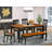 6 Piece Dining Table Set Contains a Rectangle Dining Room Table with Butterfly Leaf and 4 Faux Leather Chairs with a Bench, Black & Cherry