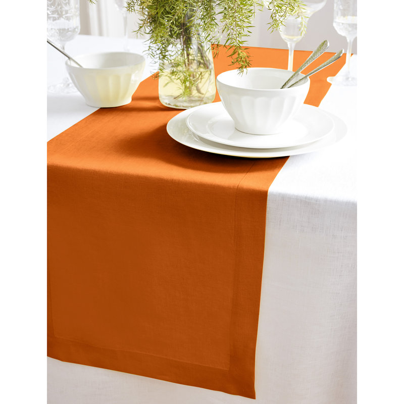 Sonoma - 100% Pure Linen Table Runner (Pre-Washed), 90" x 14", Pumpkin