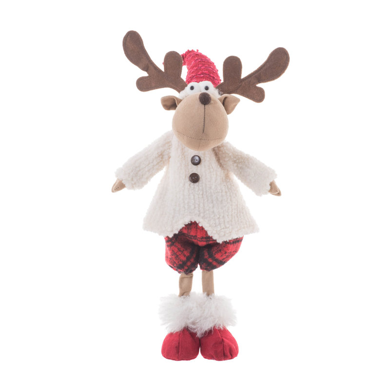Red/White Polyester Standing Boy Moose
