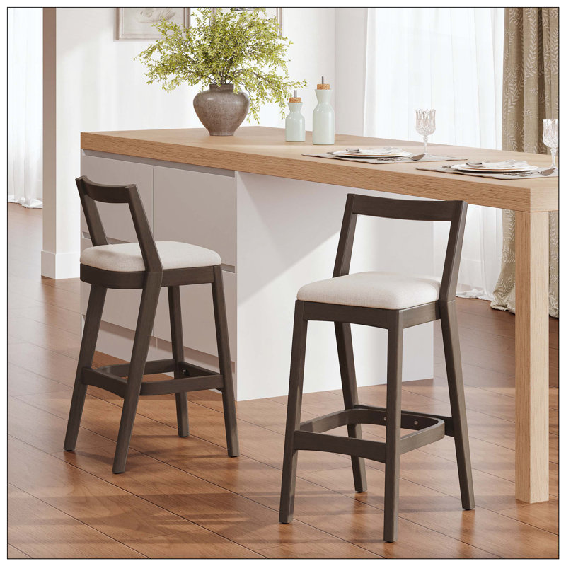 Ensemble de 2 tabourets d'intérieur rembourrés pour usage domestique, Noyer