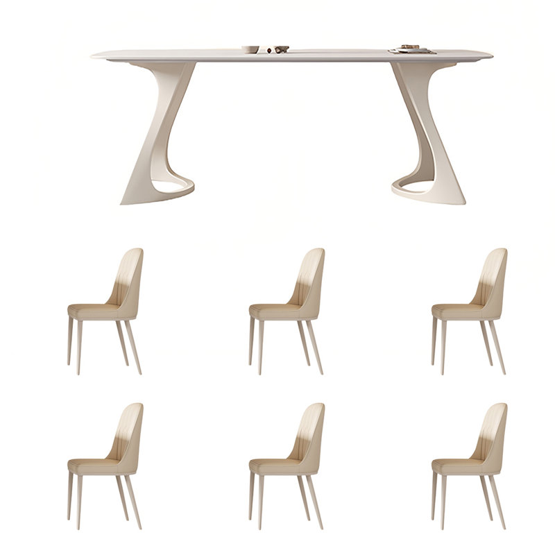 Élégant ensemble de table et de chaises en acier inoxydable, H 29,52 po x L 78,74 po x l 35,43 po