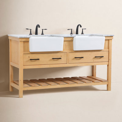 Pelaghia 60'' Double Bathroom Vanity with Marble Top