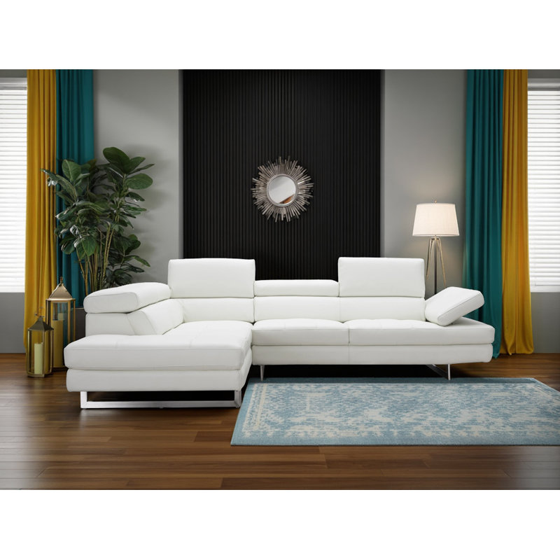 Antalya 2 - Piece Upholstered White Sectional, White