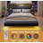 Floating Queen Bed Frame with LED Light and Bookcase Storage Headboard Queen Size Upholstered